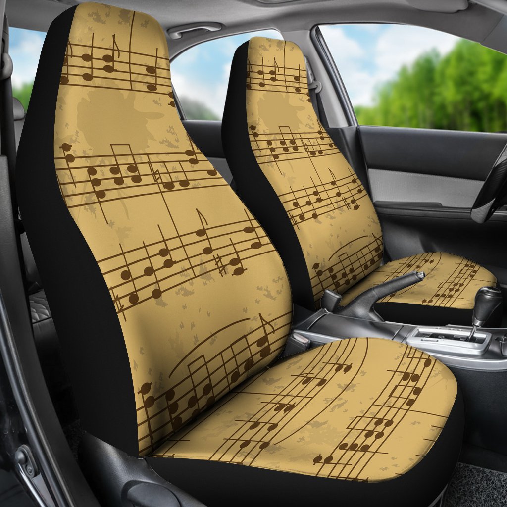 Music Note Vintage Themed Print Universal Fit Car Seat Covers