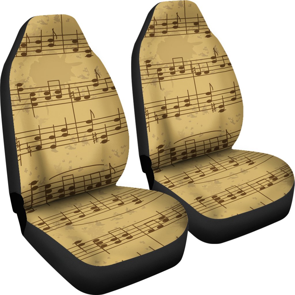 Music Note Vintage Themed Print Universal Fit Car Seat Covers