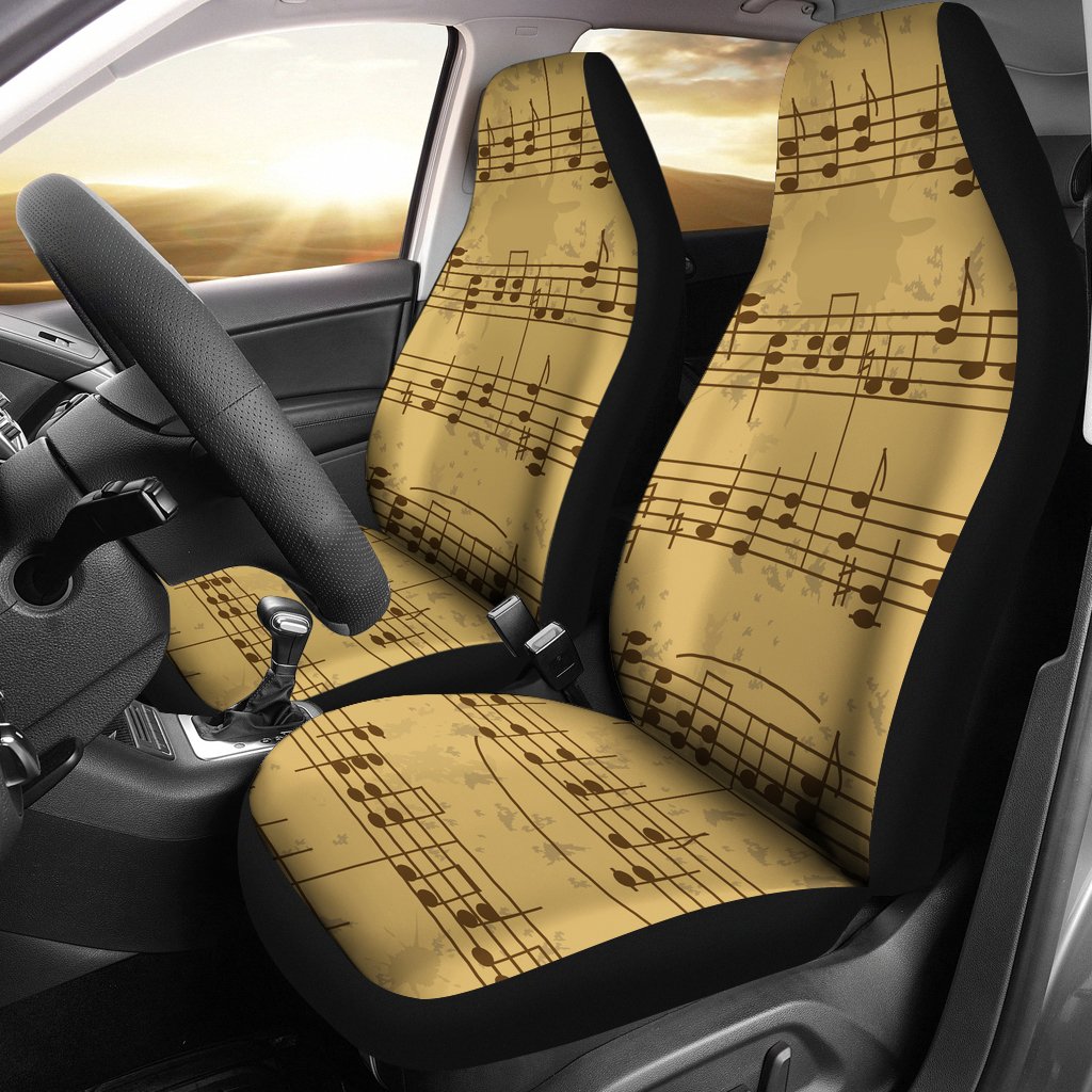 Music Note Vintage Themed Print Universal Fit Car Seat Covers