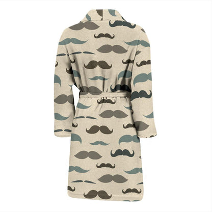 Mustache Pattern Print Design A01 Men Bathrobe-JORJUNE.COM