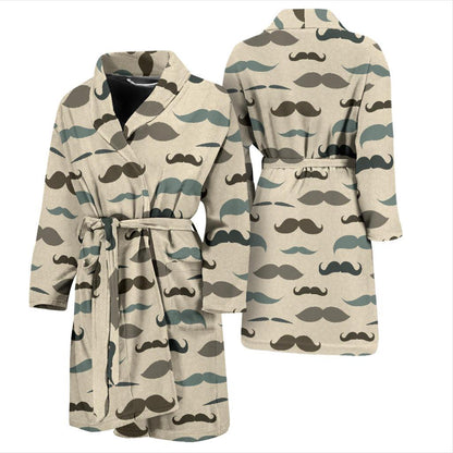 Mustache Pattern Print Design A01 Men Bathrobe-JORJUNE.COM