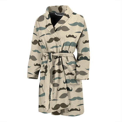 Mustache Pattern Print Design A01 Men Bathrobe-JORJUNE.COM