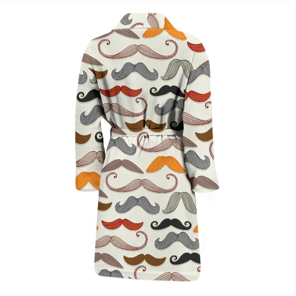 Mustache Pattern Print Design A02 Men Bathrobe-JORJUNE.COM