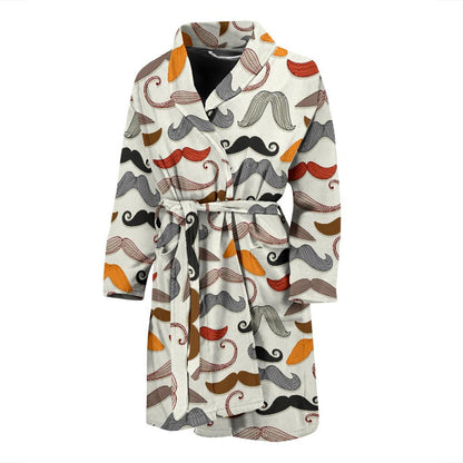Mustache Pattern Print Design A02 Men Bathrobe-JORJUNE.COM