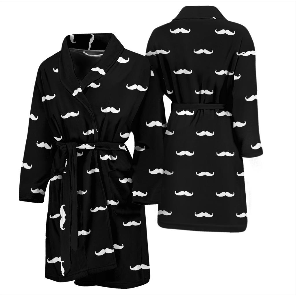Mustache Pattern Print Design A04 Men Bathrobe-JORJUNE.COM