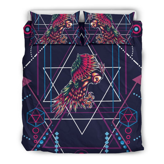 Mythical Owl Geometric Duvet Cover Bedding Set