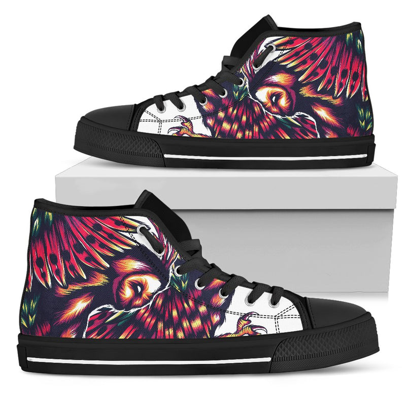 Mythical Owl Geometric Men High Top Canvas Shoes