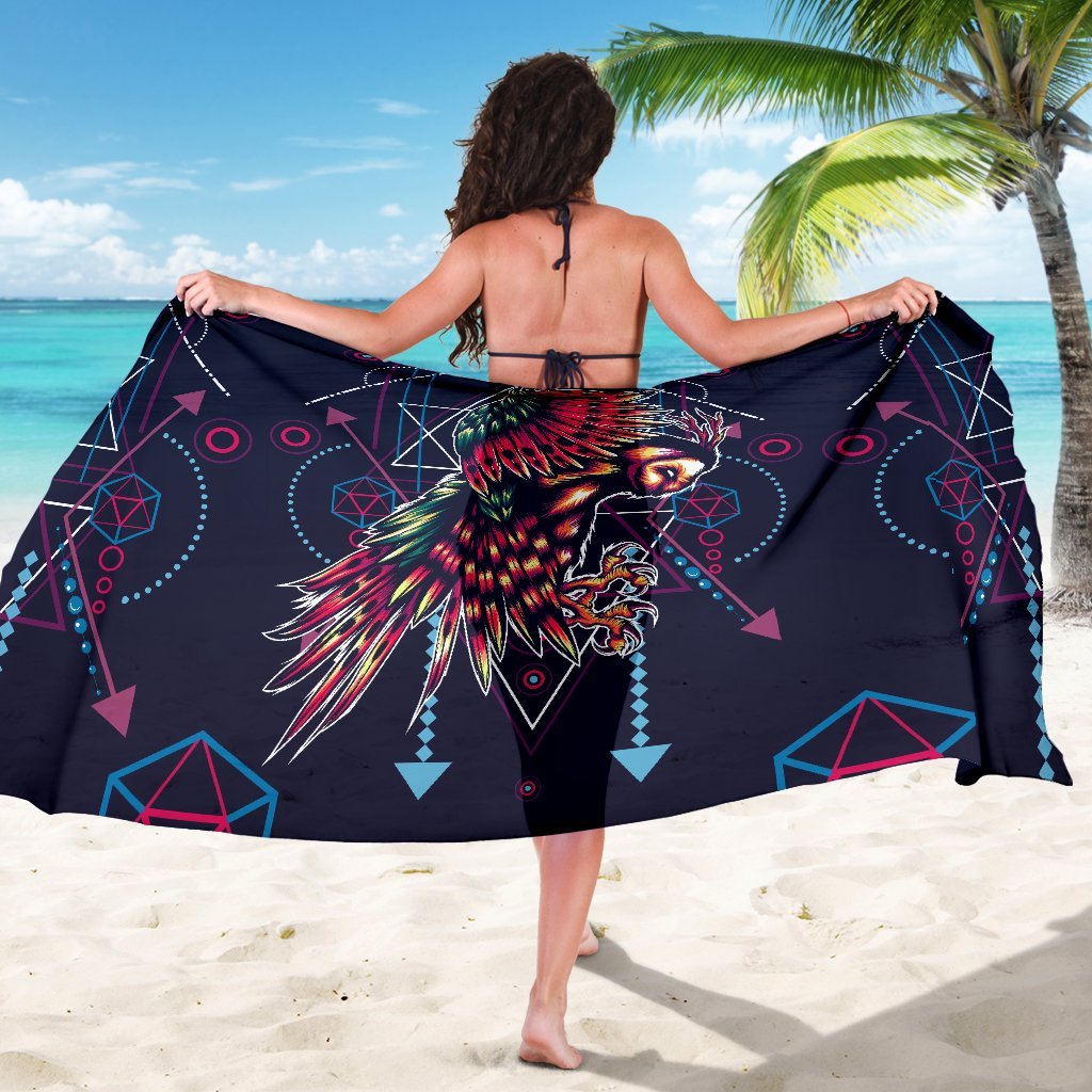 Mythical Owl Geometric Beach Sarong Pareo Wrap