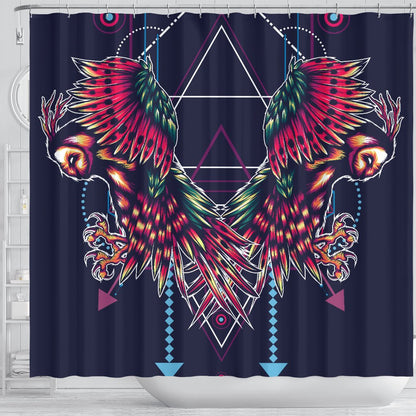 Mythical Owl Geometric Shower Curtain