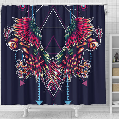 Mythical Owl Geometric Shower Curtain