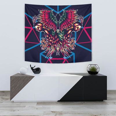 Mythical Owl Geometric Wall Tapestry