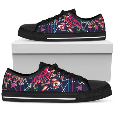 Mythical Owl Geometric Women Low Top Canvas Shoes