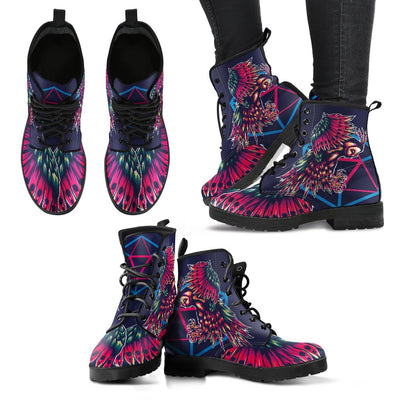 Mythical Owl Geometric Women & Men Leather Boots