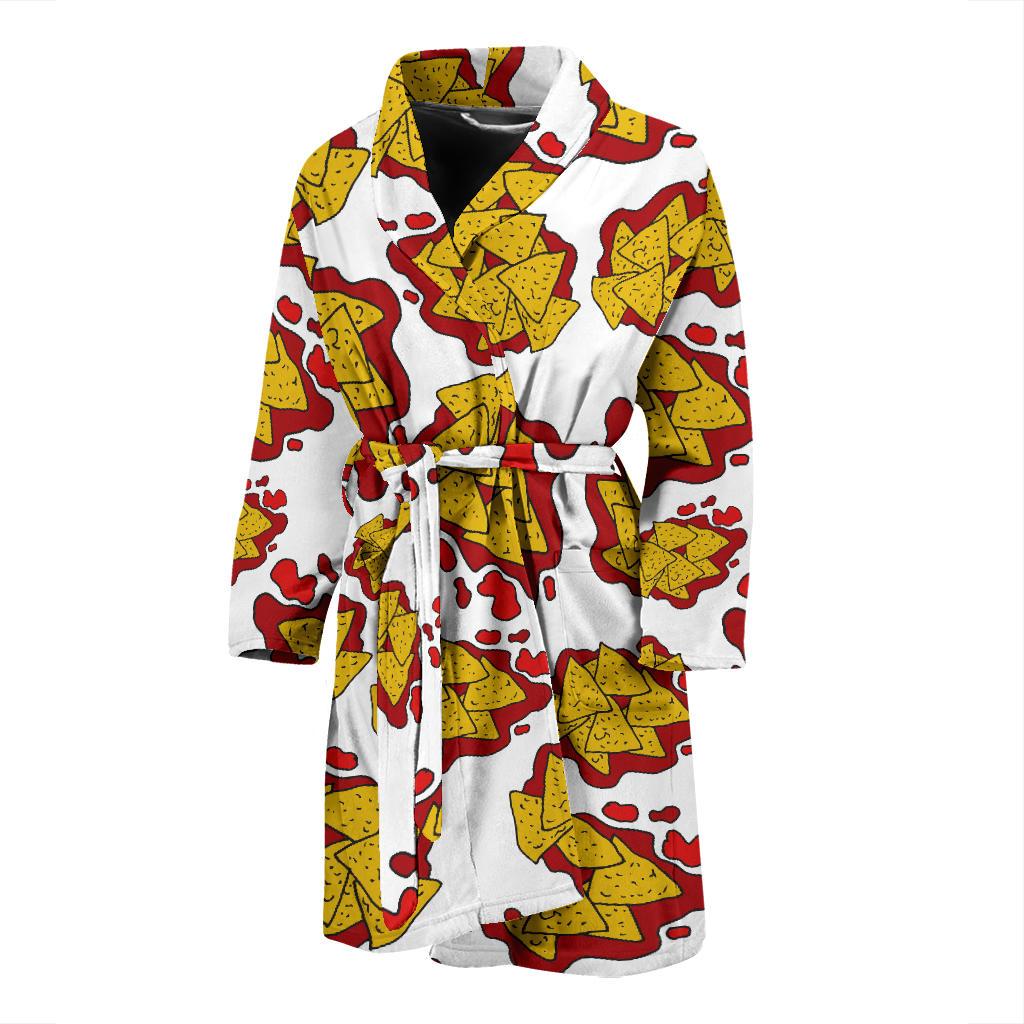 Nachos Pattern Print Design A03 Men Bathrobe-JORJUNE.COM
