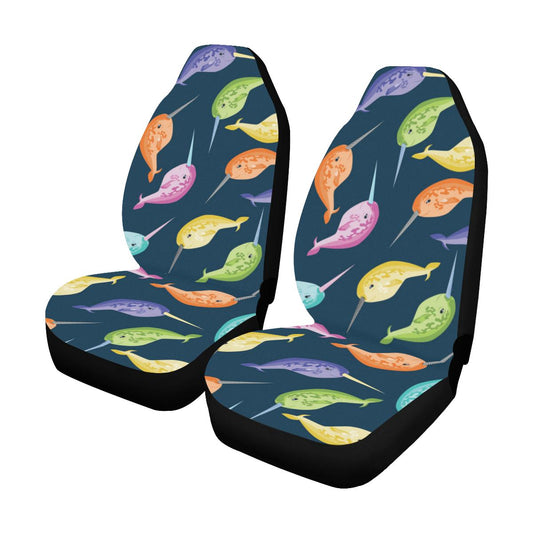 Narwhal Colorful Pattern Print Design 03 Car Seat Covers (Set of 2)-JORJUNE.COM