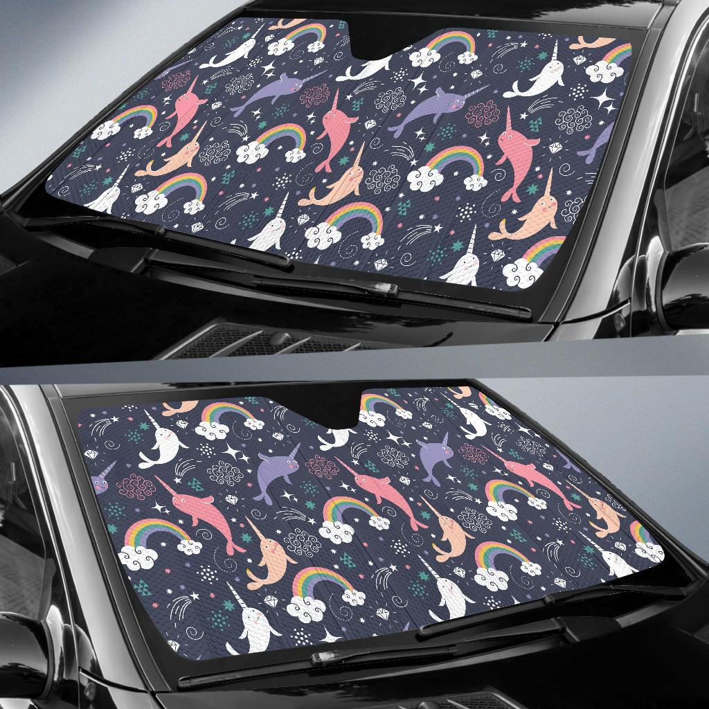 Narwhal Pattern Print Design 01 Car Sun Shades-JORJUNE.COM