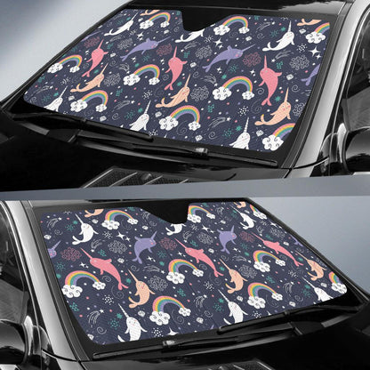 Narwhal Pattern Print Design 01 Car Sun Shades-JORJUNE.COM