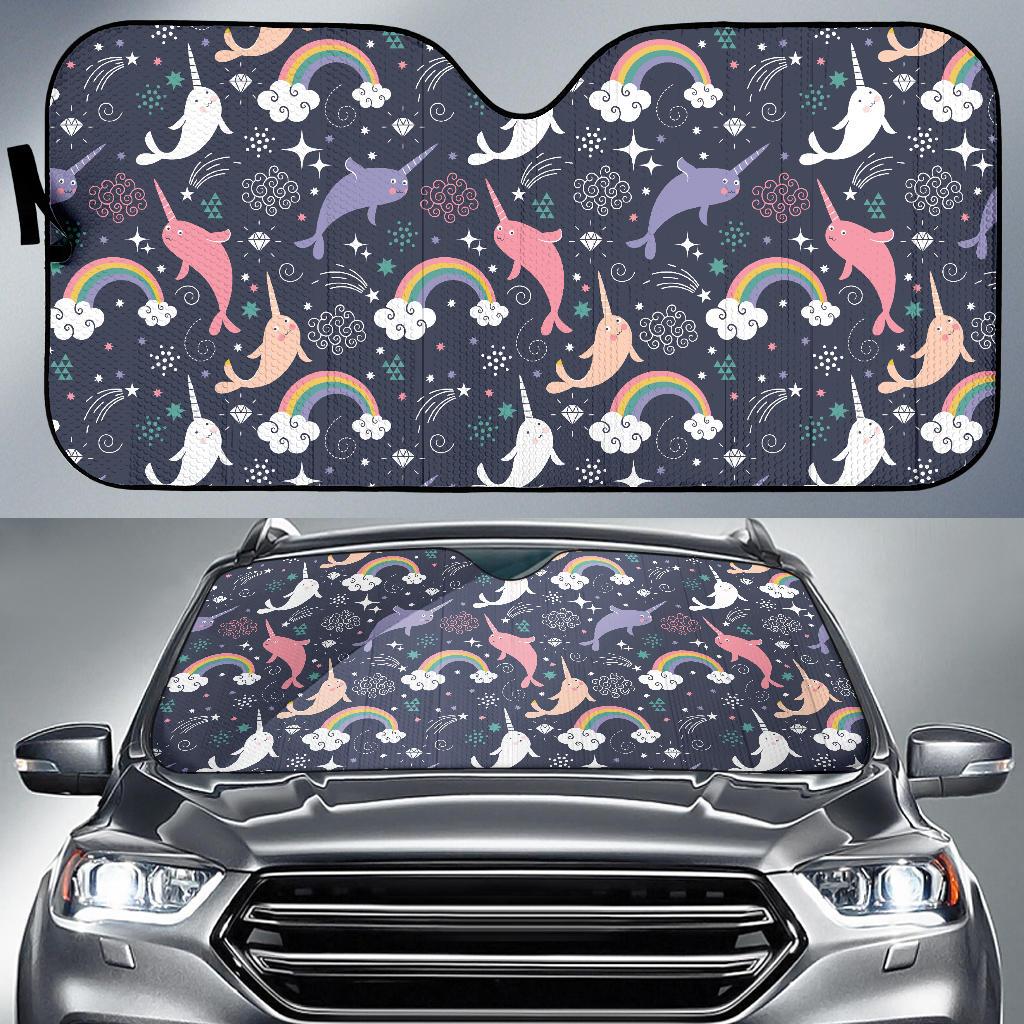 Narwhal Pattern Print Design 01 Car Sun Shades-JORJUNE.COM