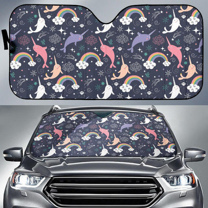 Narwhal Pattern Print Design 01 Car Sun Shades-JORJUNE.COM