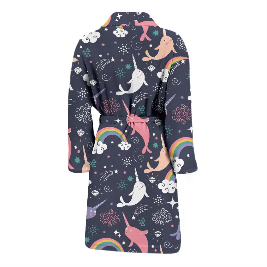 Narwhal Pattern Print Design 01 Men Bathrobe-JORJUNE.COM