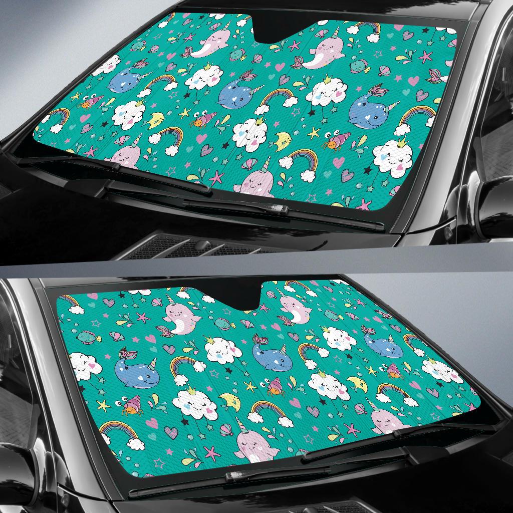 Narwhal Pattern Print Design 04 Car Sun Shades-JORJUNE.COM
