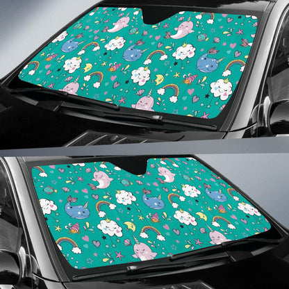 Narwhal Pattern Print Design 04 Car Sun Shades-JORJUNE.COM