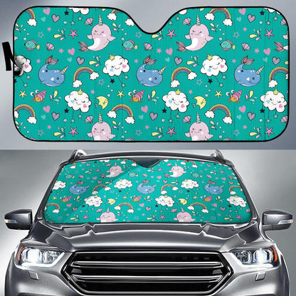 Narwhal Pattern Print Design 04 Car Sun Shades-JORJUNE.COM