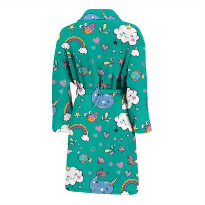 Narwhal Pattern Print Design 04 Men Bathrobe-JORJUNE.COM