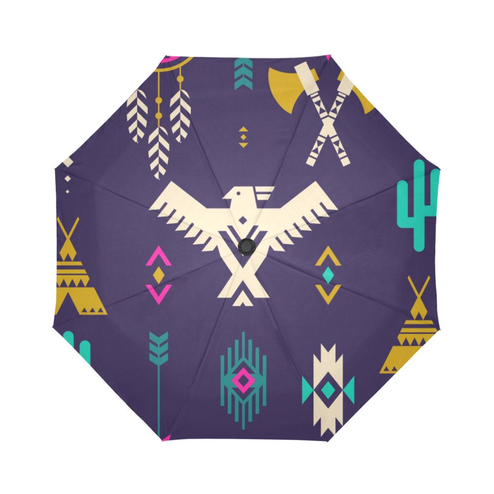 Native American Eagle Indian Pattern Automatic Foldable Umbrella