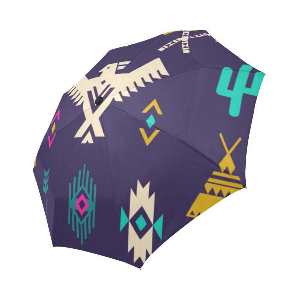 Native American Eagle Indian Pattern Automatic Foldable Umbrella