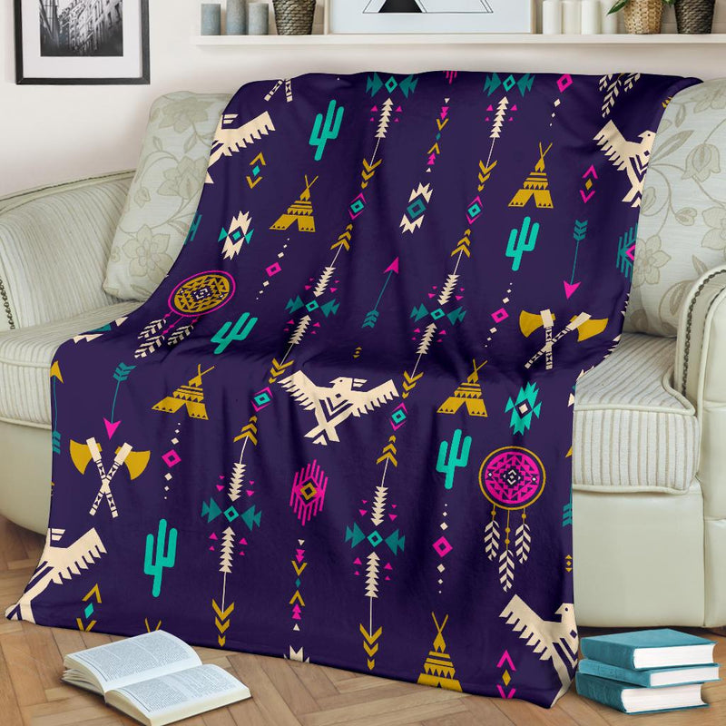 Native American Eagle Indian Pattern Fleece Blanket