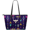 Native American Eagle Indian Pattern Large Leather Tote Bag