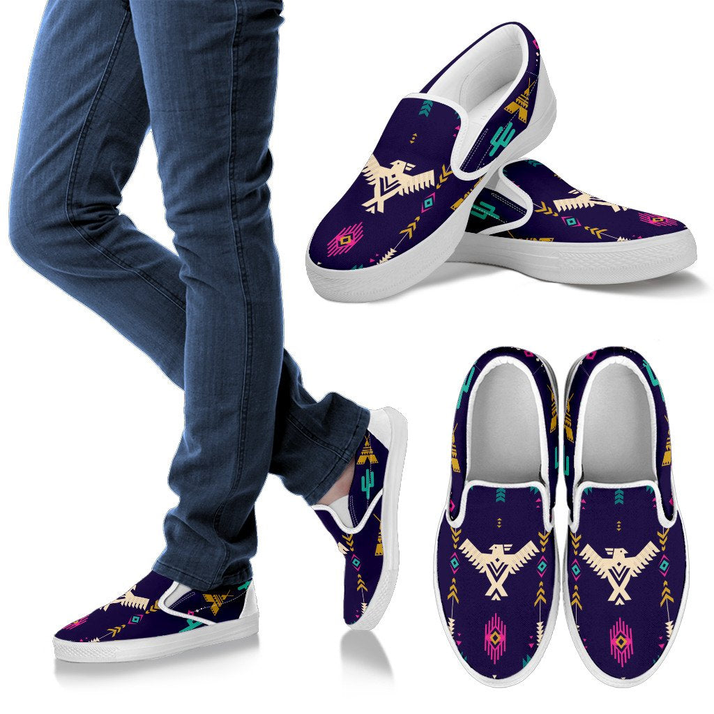 Native American Eagle Indian Pattern Men Canvas Slip On Shoes