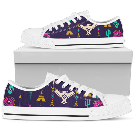 Native American Eagle Indian Pattern Men Low Top Canvas Shoes