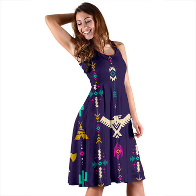 Native American Eagle Indian Pattern Sleeveless Mini Dress