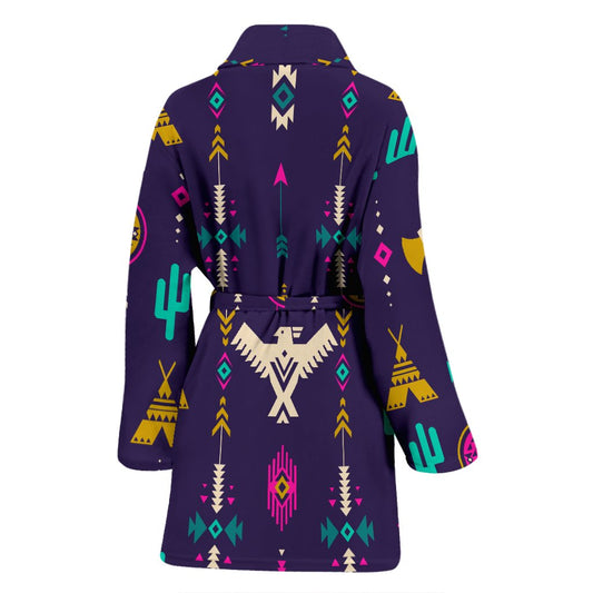 Native American Eagle Indian Pattern Women Bath Robe