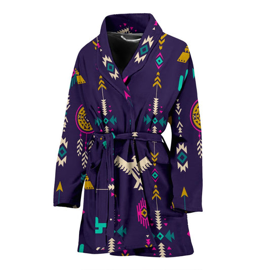Native American Eagle Indian Pattern Women Bath Robe