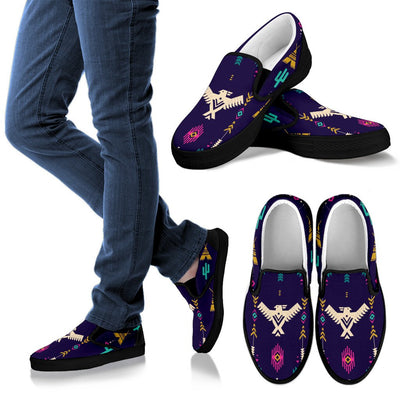 Native American Eagle Indian Pattern Women Canvas Slip On Shoes