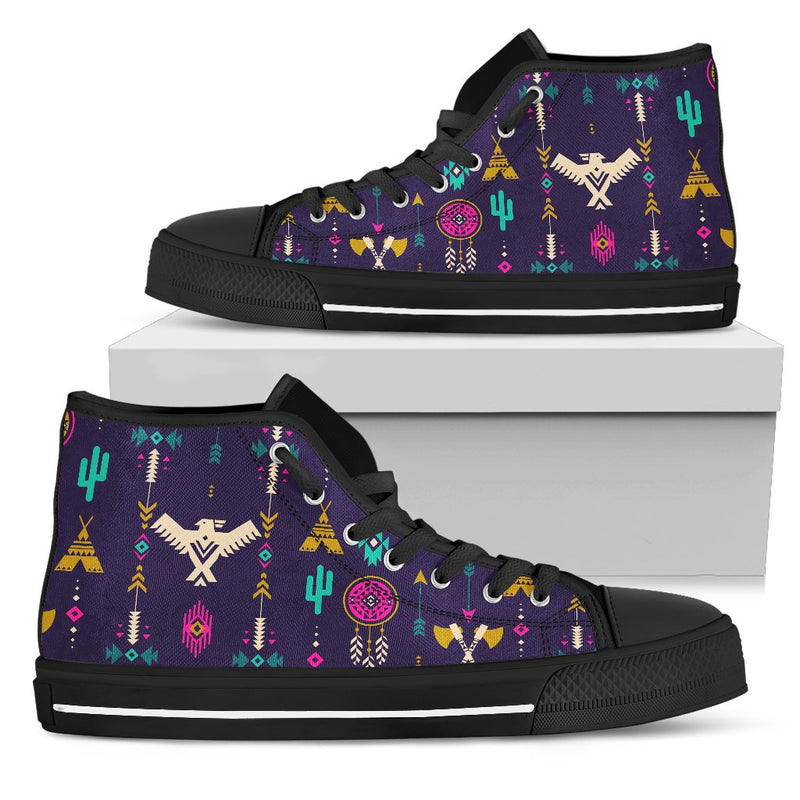 Native American Eagle Indian Pattern Women High Top Canvas Shoes