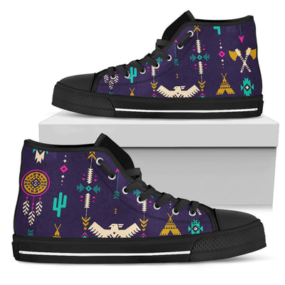 Native American Eagle Indian Pattern Women High Top Shoes