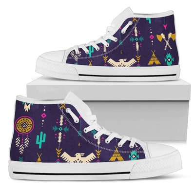 Native American Eagle Indian Pattern Women High Top Shoes