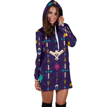 Native American Eagle Indian Pattern Women Hoodie Dress