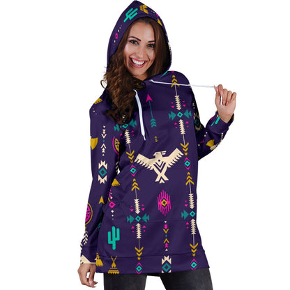 Native American Eagle Indian Pattern Women Hoodie Dress