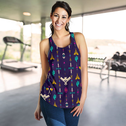 Native American Eagle Indian Pattern Women Racerback Tank Top