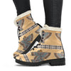 Native American Eagle Pattern Faux Fur Leather Boots