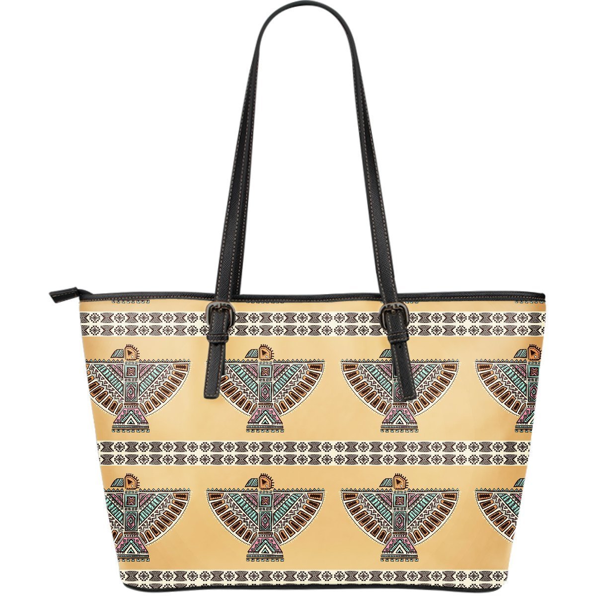 Native American Eagle Pattern Large Leather Tote Bag