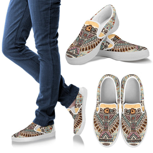 Native American Eagle Pattern Men Canvas Slip On Shoes