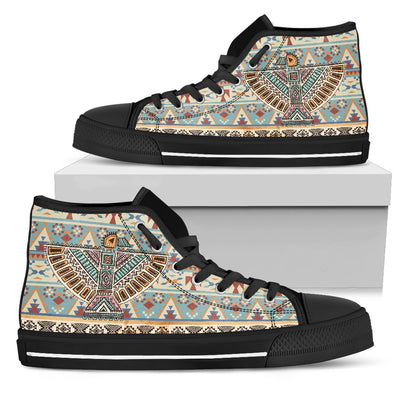 Native American Eagle Pattern Men High Top Canvas Shoes