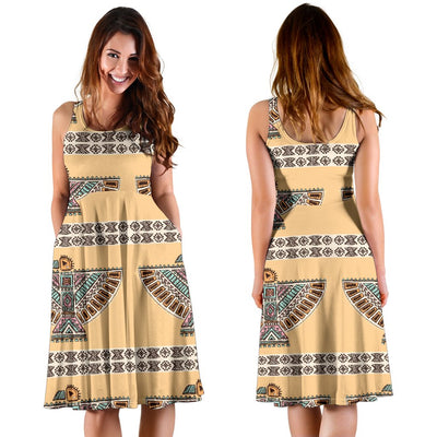 Native American Eagle Pattern Sleeveless Mini Dress