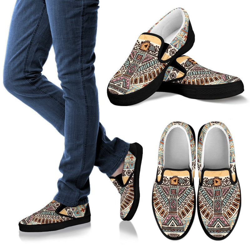 Native American Eagle Pattern Women Canvas Slip On Shoes